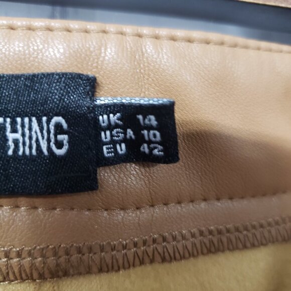 Pretty Little Things Camel Faux Leather Straight Leg Pants Size 10 - Picture 13 of 16